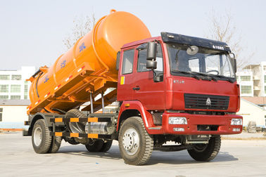 6 φορτηγό 266 αναρρόφησης λυμάτων Sinotruk ροδών κρεβάτι HP ένα με 10 CBM την πορτοκαλιά δεξαμενή